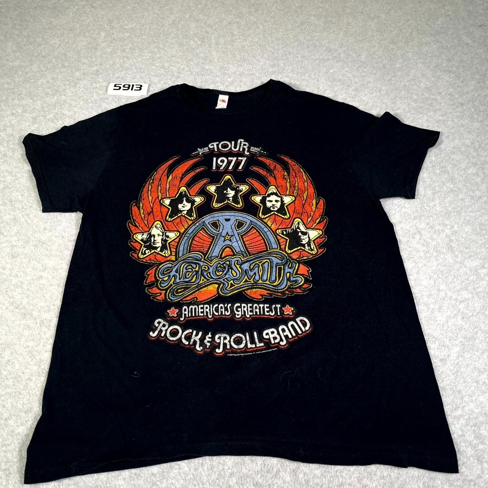 Aerosmith T Shirt Large Men Black 1977 Tour Graphic America's Greatest Rock Band